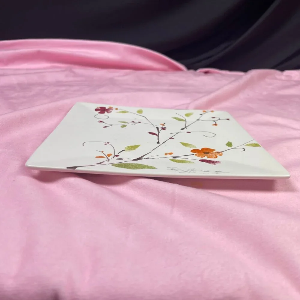 Crate and Barrel Floral Porcelain plate=